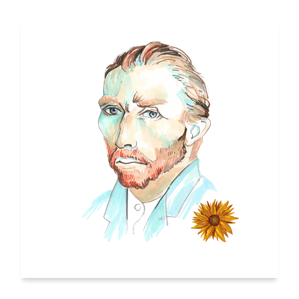 Vincent van Gogh - Poster 60x60 cm - Weiß