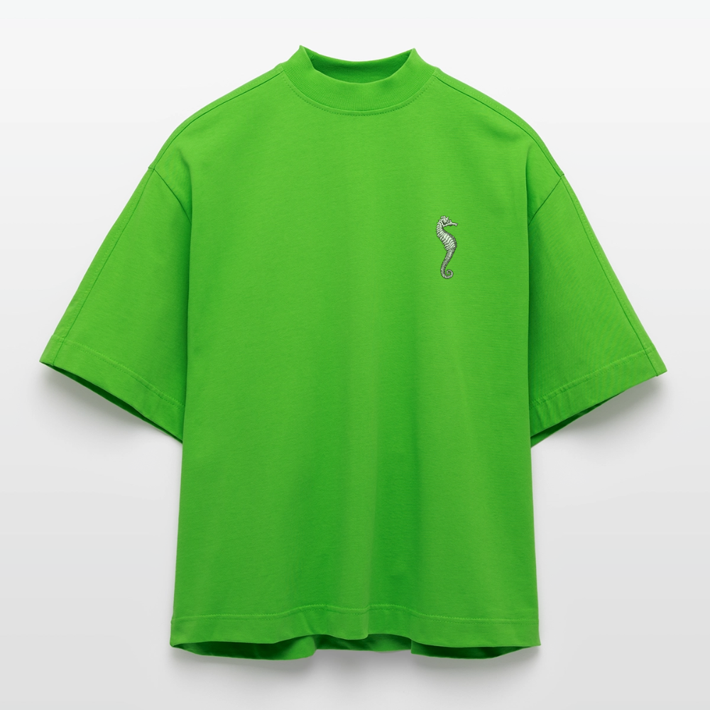 "The Seahorse" - A Heavyweight Oversized Organic Boxy T-Shirt Made in EU - Apple Neon