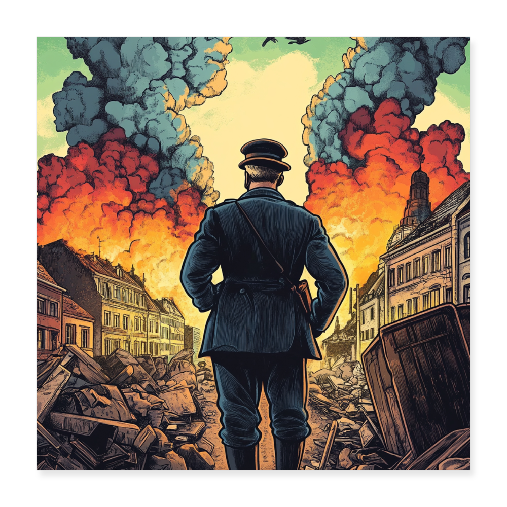 Burn Baby Burn  - Wandbild (40x40 cm) - Weiß