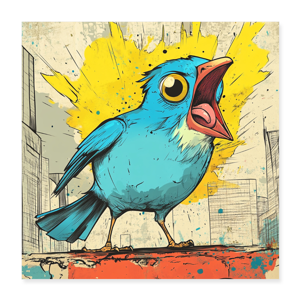 Screaming Bird  - Wandbild (40x40 cm) - Weiß