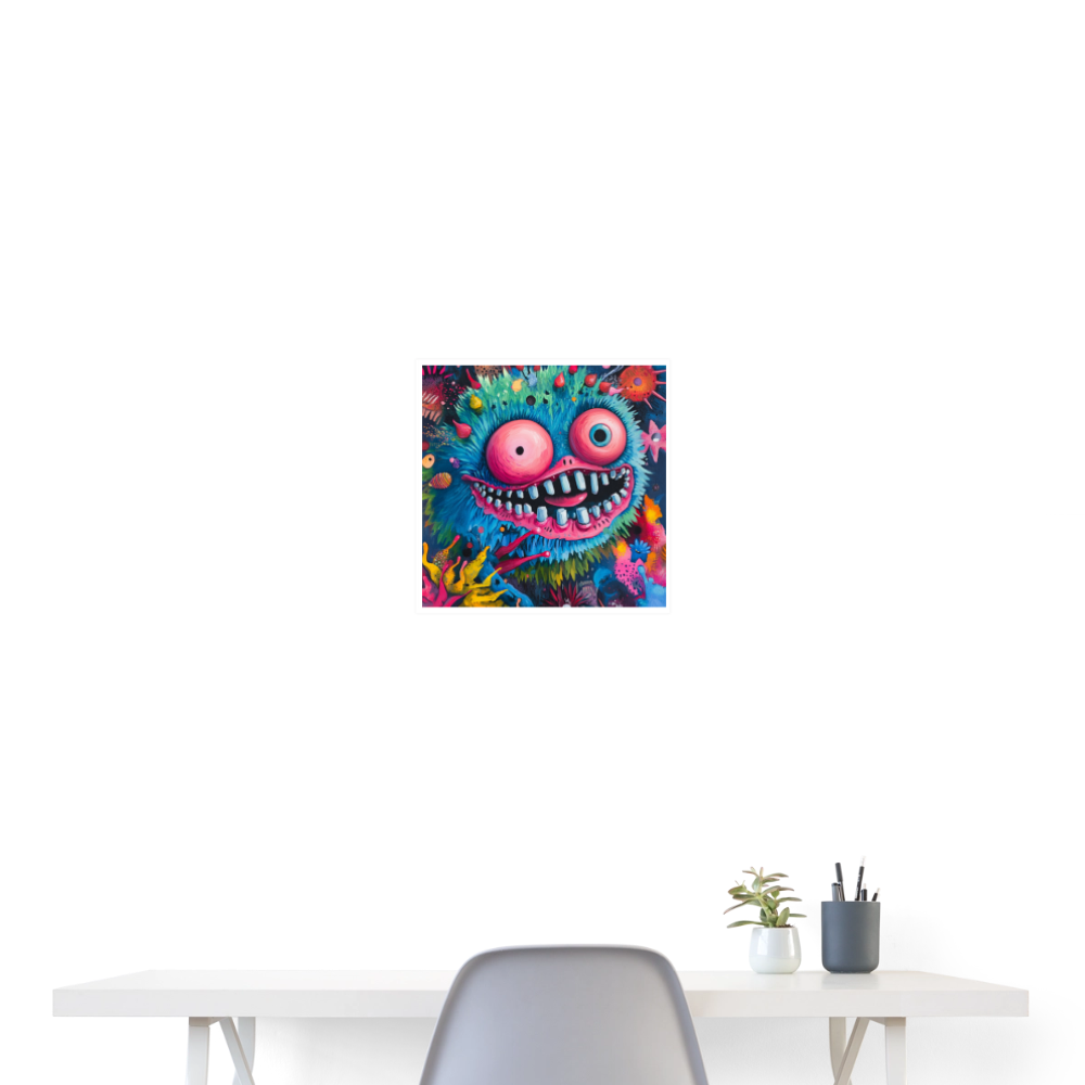 Crazy Monster  - Wandbild (40x40 cm) - Weiß