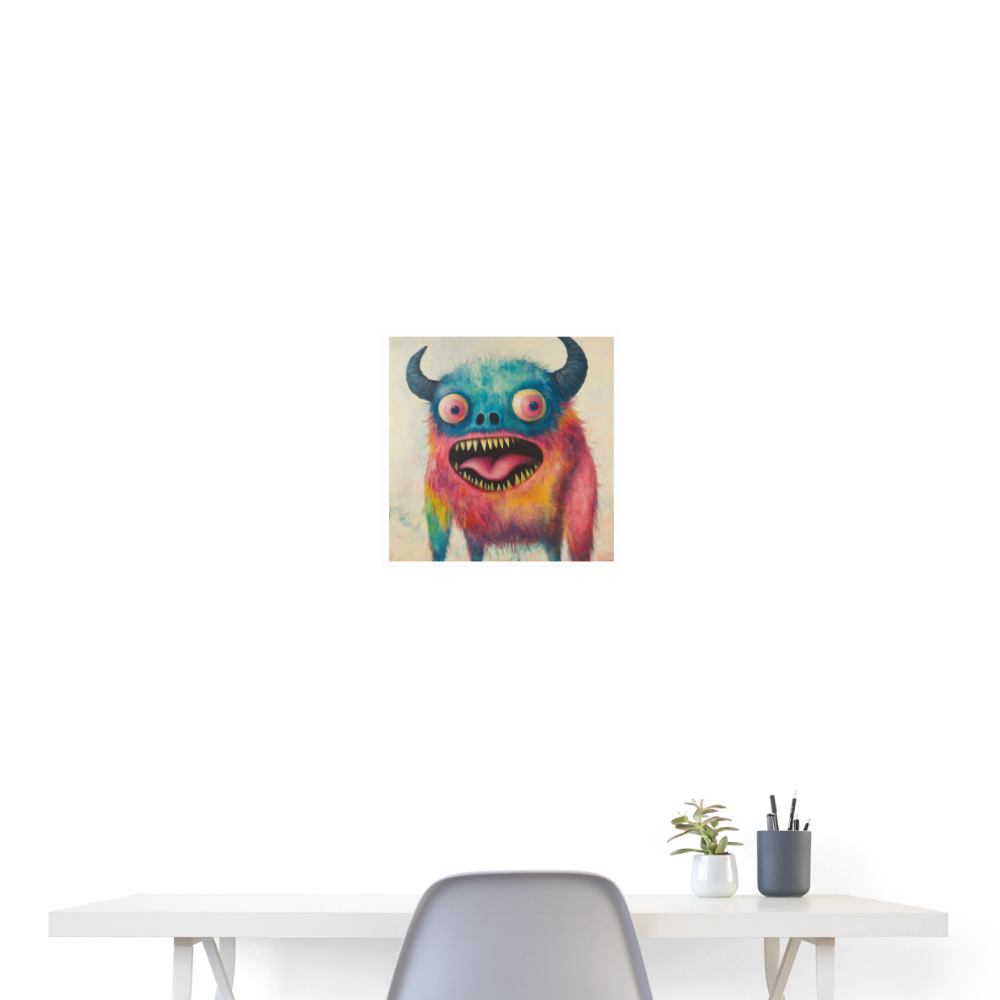 Rainbow Monster  - Wandbild (40x40 cm) - Weiß