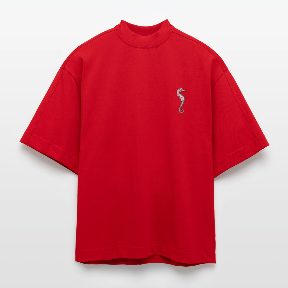 "The Seahorse" - A Heavyweight Oversized Organic Boxy T-Shirt Made in EU - red