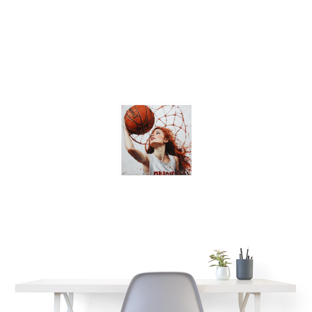Basketball Girl - Wandbild (40x40 cm) - Weiß