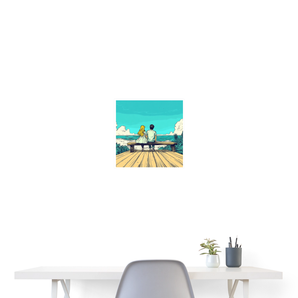 Watching the waves  - Wandbild (40x40 cm) - Weiß