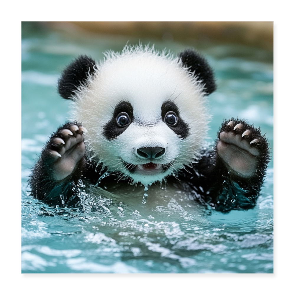 Sweet Panda  - Wandbild (40x40 cm) - Weiß